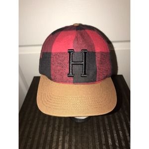 HUF Wool SnapBack Hat, Baseball Cap, Skater, Trucker, Red Buffalo Check USA